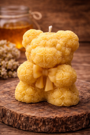 🐻 Natürliche Bienenwachskerze „Teddy“
