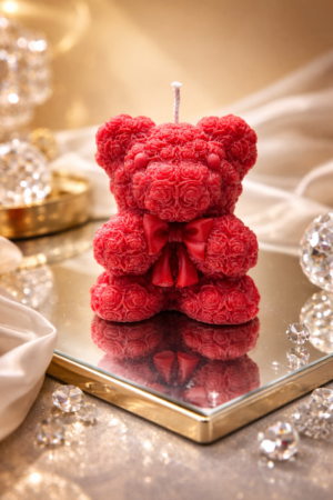 🕯️ Rosenbär Kerze – Ein Zeichen von Liebe und Eleganz