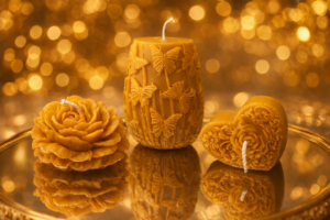 Harmonie – handgefertigtes Kerzen-Set mit Rose & Herz