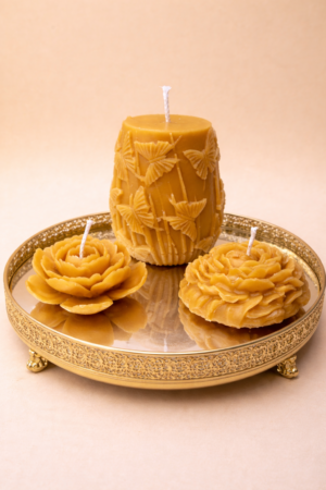 Handgefertigtes Kerzenset aus reinem Bienenwachs 🐝