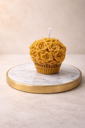 🌼 Rosen-Cupcakekerze aus reinem Bienenwachs