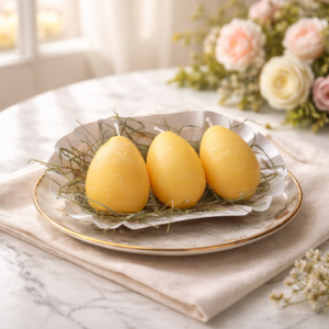 3er-Set Eierkerzen aus Bienenwachs – Osteredition