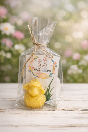 Kleines Osterlamm aus reinem Bienenwachs – Mini-Dekokerze (Handarbeit)