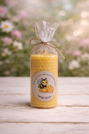 Gerollte Bienenwachskerze aus reinem Bienenwachs – Wabenkerze (Handarbeit)