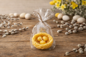 *Osterkerze „Vogelnest“ – handgefertigtes Wachsnest mit Eiern*