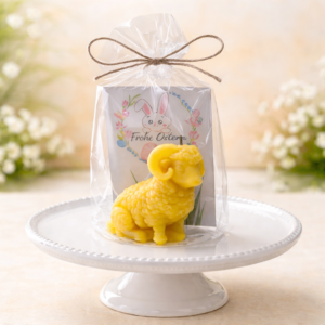 Osterkerze „Widder“ – handgefertigt aus Bienenwachs 🐏🌼