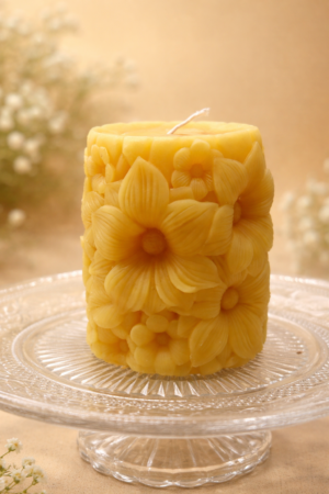 Bienenwachskerze „Blütengarten“ – dekorative Naturkerze