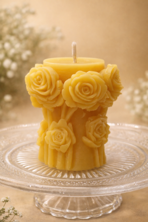 Bienenwachskerze „Rosenturm“ – dekorative Naturkerze