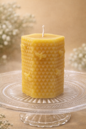 Bienenwachskerze „Honiggarten“ – dekorative Naturkerze