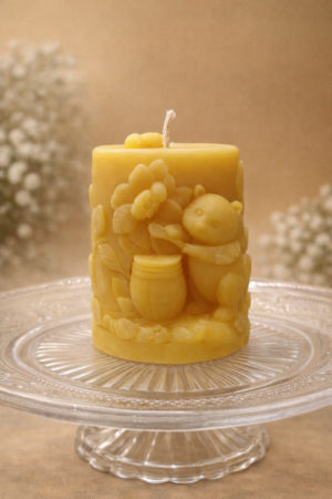 Bienenwachskerze „Honigfreund“ – dekorative Naturkerze