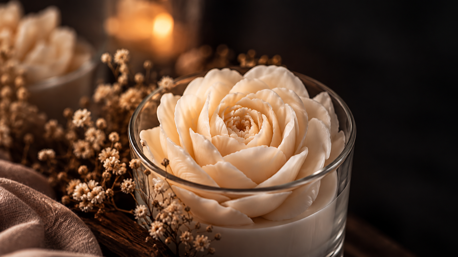 Detail einer handgefertigten Wachsblume